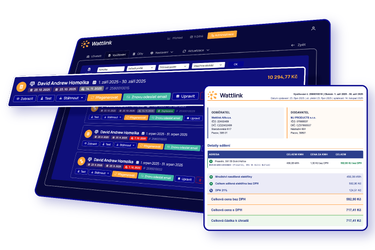 Vyúčtování komunitní energetiky ve Wattlinku